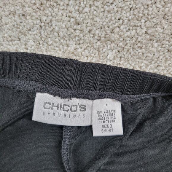 Chicos Travelers Wide Leg Pants Womens 3/XL Short Black Wrinkle Resistant Flowy - Picture 2 of 11